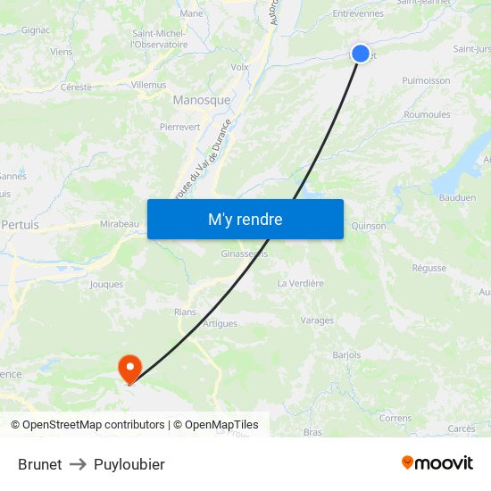 Brunet to Puyloubier map