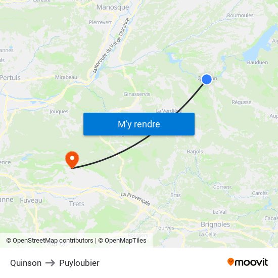 Quinson to Puyloubier map