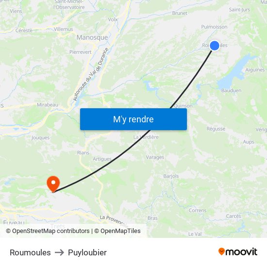 Roumoules to Puyloubier map