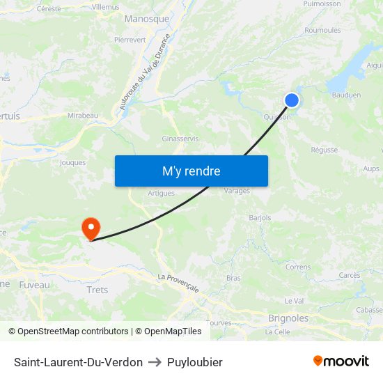 Saint-Laurent-Du-Verdon to Puyloubier map