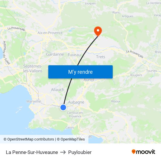 La Penne-Sur-Huveaune to Puyloubier map