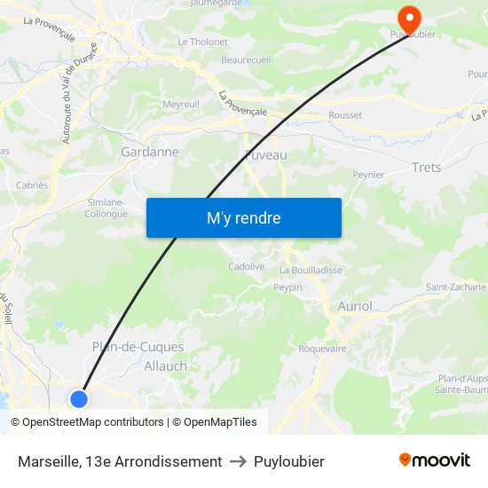 Marseille, 13e Arrondissement to Puyloubier map