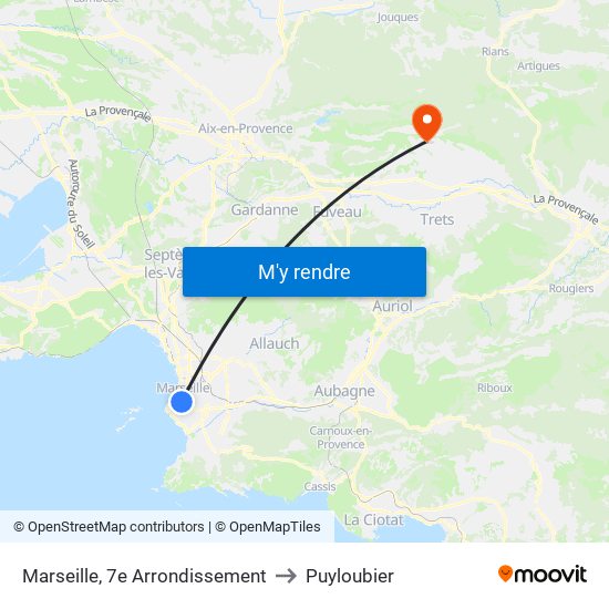 Marseille, 7e Arrondissement to Puyloubier map