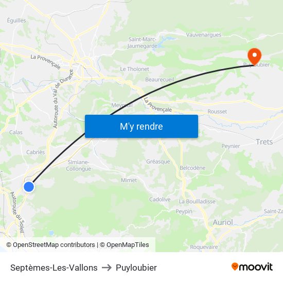Septèmes-Les-Vallons to Puyloubier map