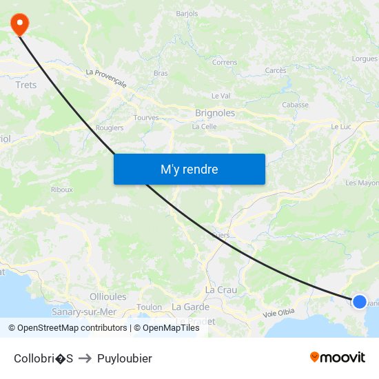 Collobri�S to Puyloubier map