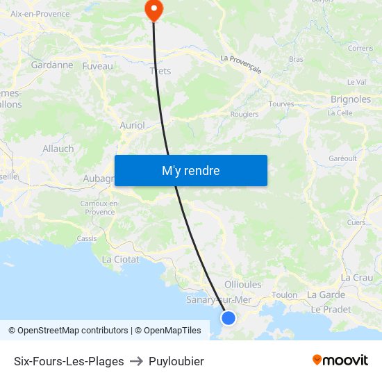 Six-Fours-Les-Plages to Puyloubier map