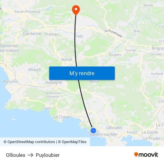 Ollioules to Puyloubier map