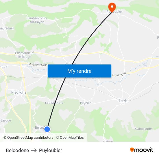 Belcodène to Puyloubier map