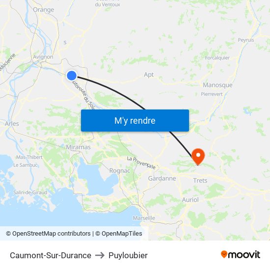Caumont-Sur-Durance to Puyloubier map