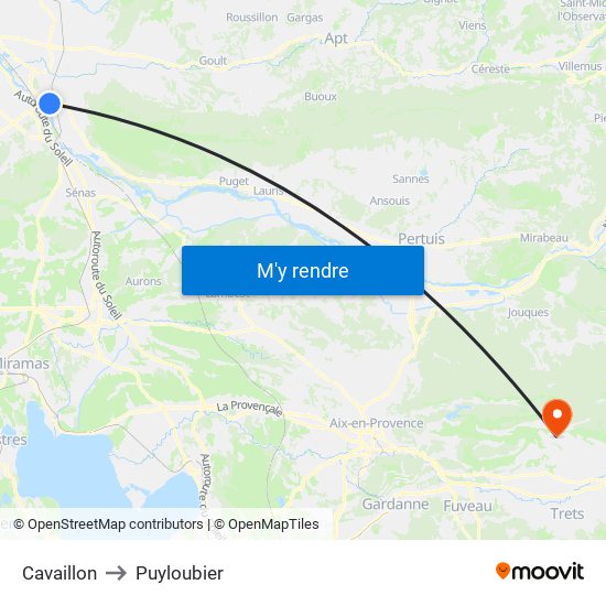 Cavaillon to Puyloubier map