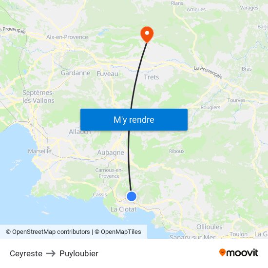 Ceyreste to Puyloubier map