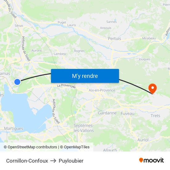 Cornillon-Confoux to Puyloubier map
