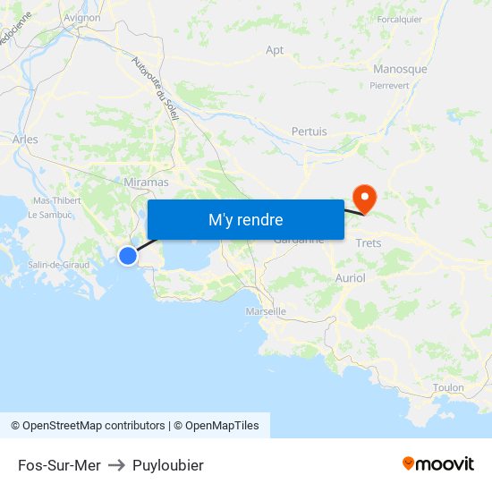 Fos-Sur-Mer to Puyloubier map