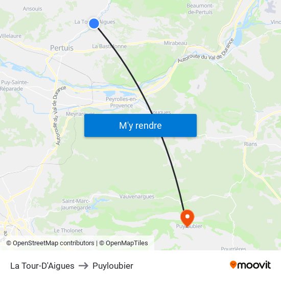 La Tour-D'Aigues to Puyloubier map