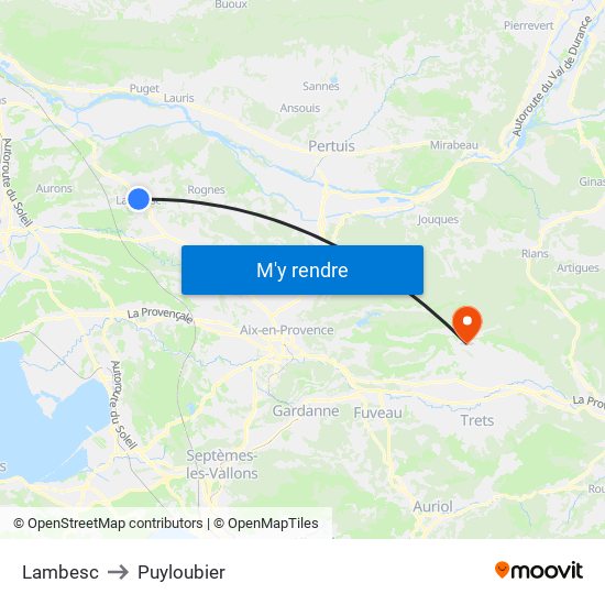 Lambesc to Puyloubier map