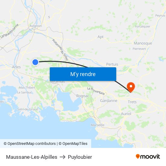 Maussane-Les-Alpilles to Puyloubier map