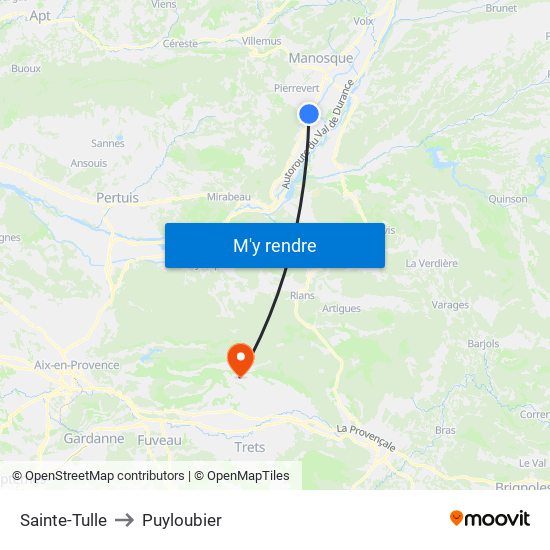 Sainte-Tulle to Puyloubier map