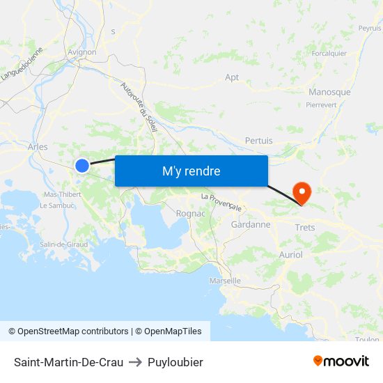 Saint-Martin-De-Crau to Puyloubier map