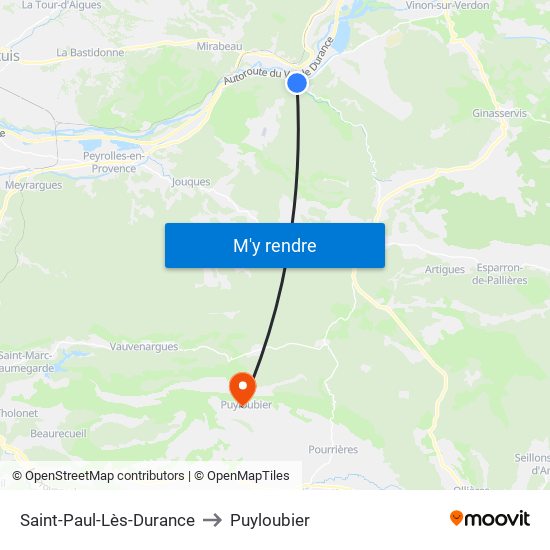 Saint-Paul-Lès-Durance to Puyloubier map