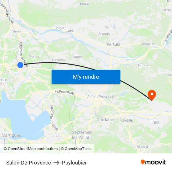 Salon-De-Provence to Puyloubier map