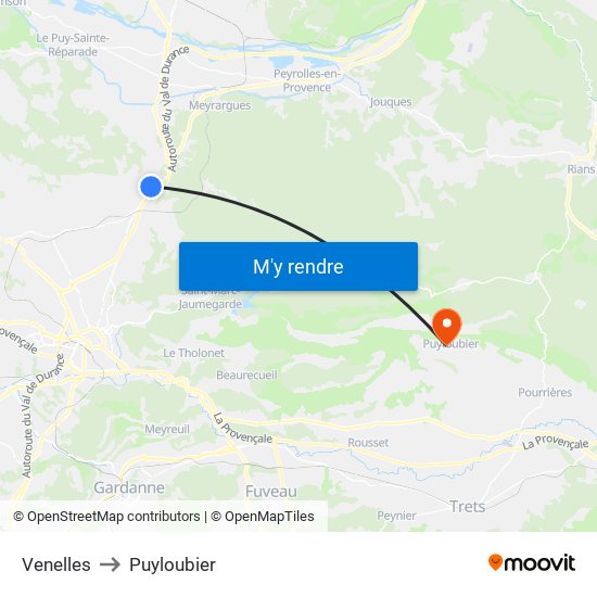Venelles to Puyloubier map