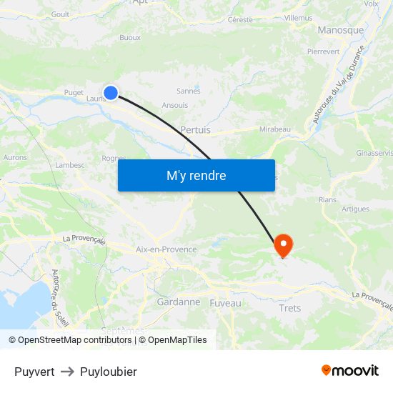 Puyvert to Puyloubier map