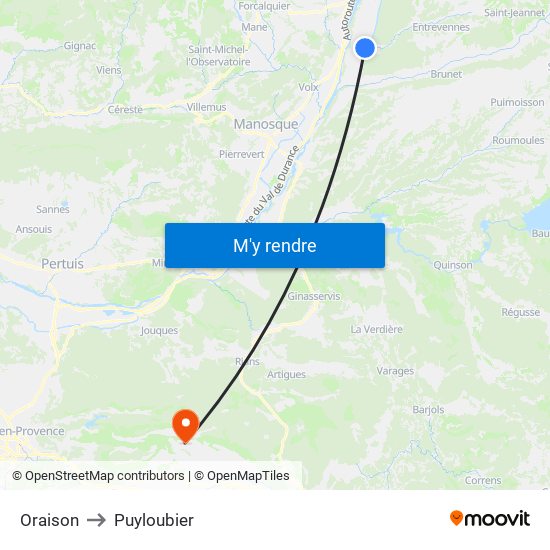 Oraison to Puyloubier map