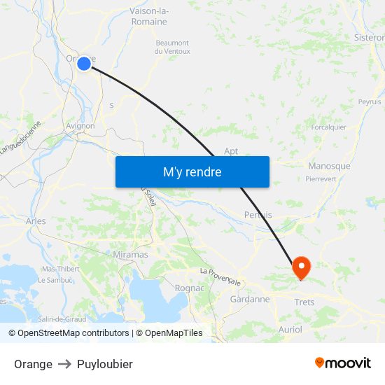 Orange to Puyloubier map