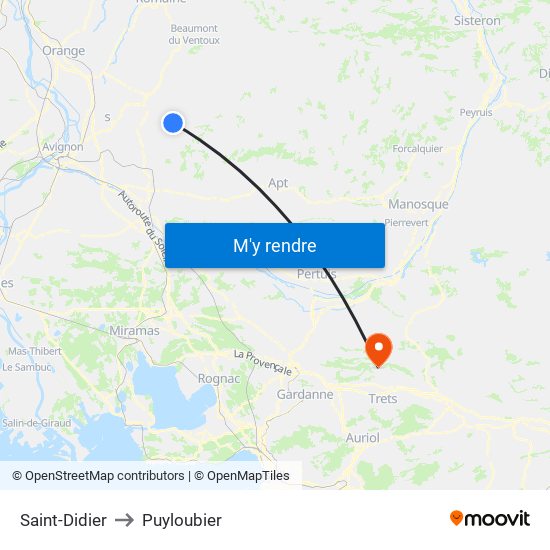 Saint-Didier to Puyloubier map