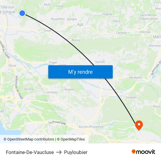 Fontaine-De-Vaucluse to Puyloubier map