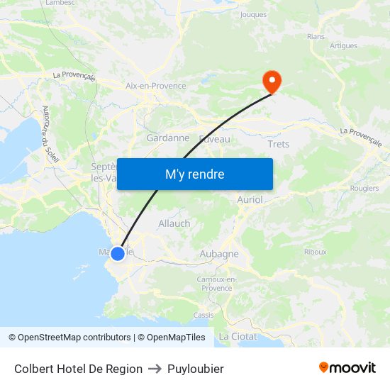 Colbert Hotel De Region to Puyloubier map