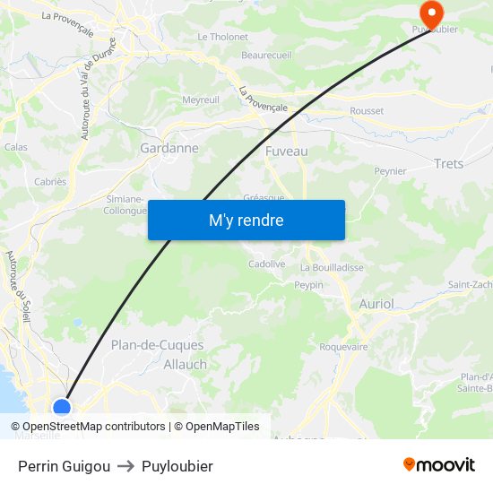 Perrin Guigou to Puyloubier map