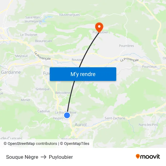 Souque Nègre to Puyloubier map