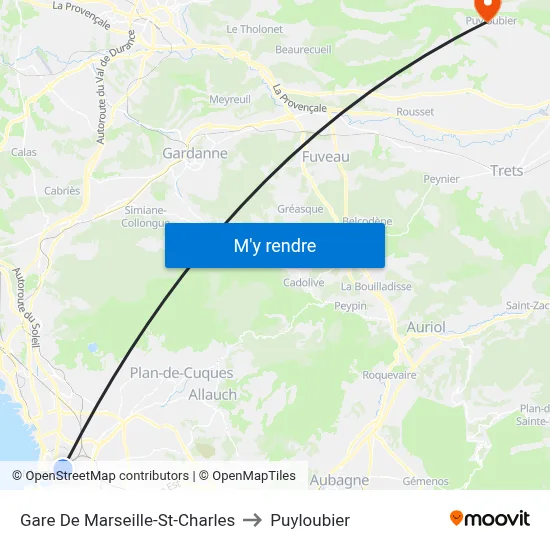 Gare De Marseille-St-Charles to Puyloubier map