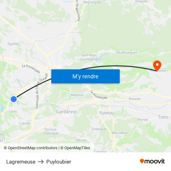 Lagremeuse to Puyloubier map