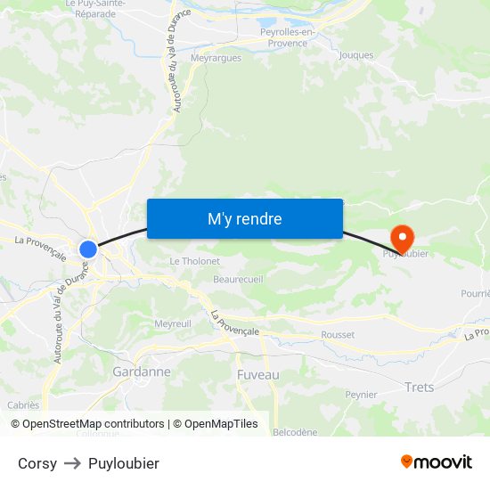 Corsy to Puyloubier map