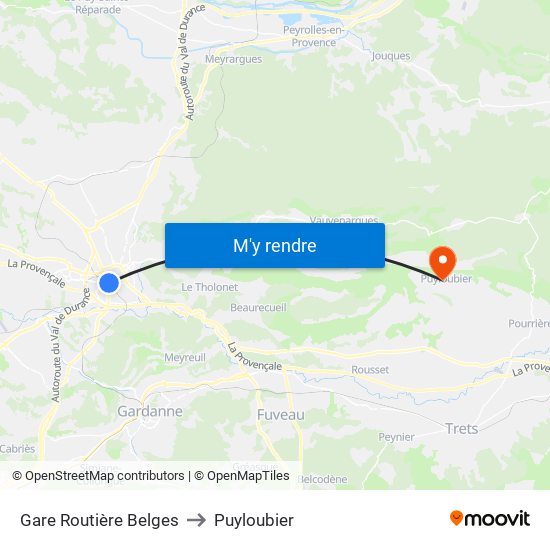 Gare Routière Belges to Puyloubier map