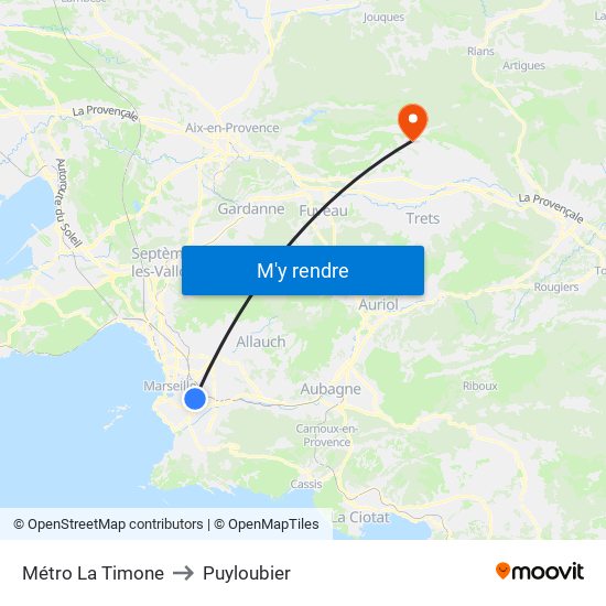 Métro La Timone to Puyloubier map