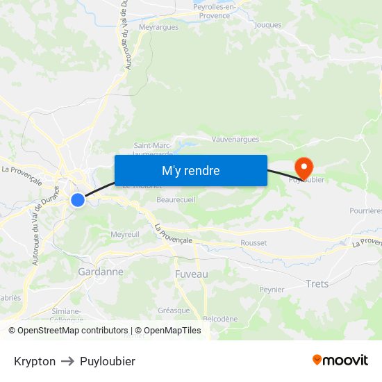 Krypton to Puyloubier map