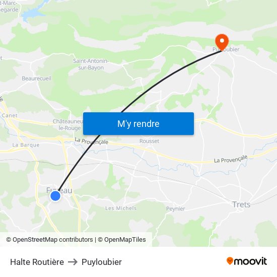 Halte Routière to Puyloubier map