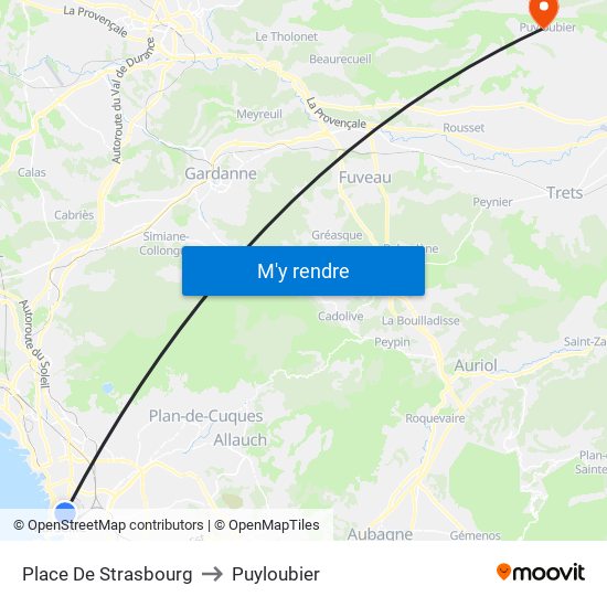 Place De Strasbourg to Puyloubier map