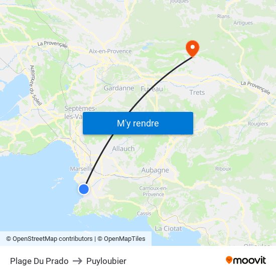 Plage Du Prado to Puyloubier map