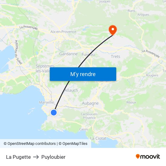 La Pugette to Puyloubier map