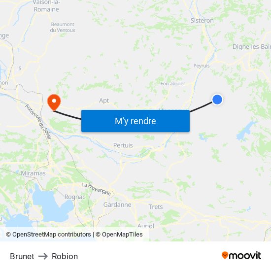 Brunet to Robion map