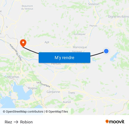 Riez to Robion map