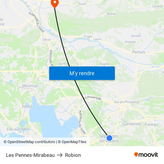 Les Pennes-Mirabeau to Robion map
