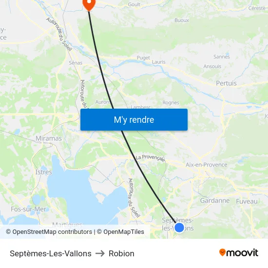 Septèmes-Les-Vallons to Robion map