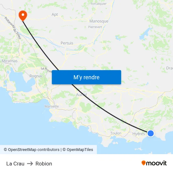 La Crau to Robion map