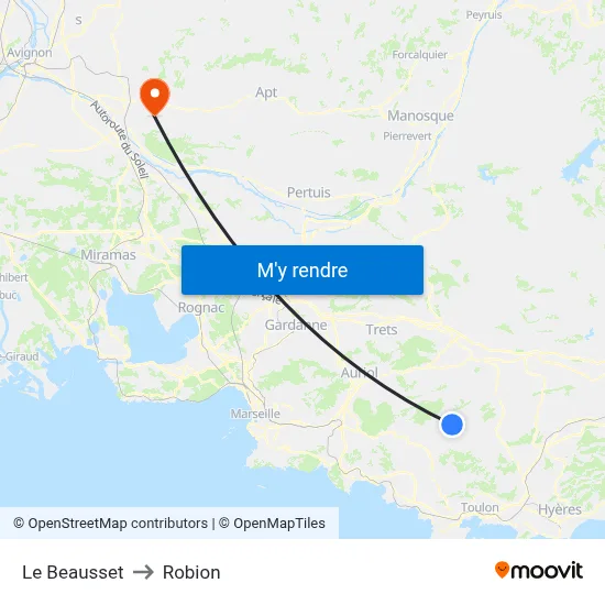 Le Beausset to Robion map