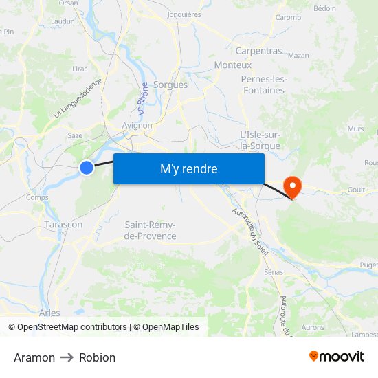 Aramon to Robion map